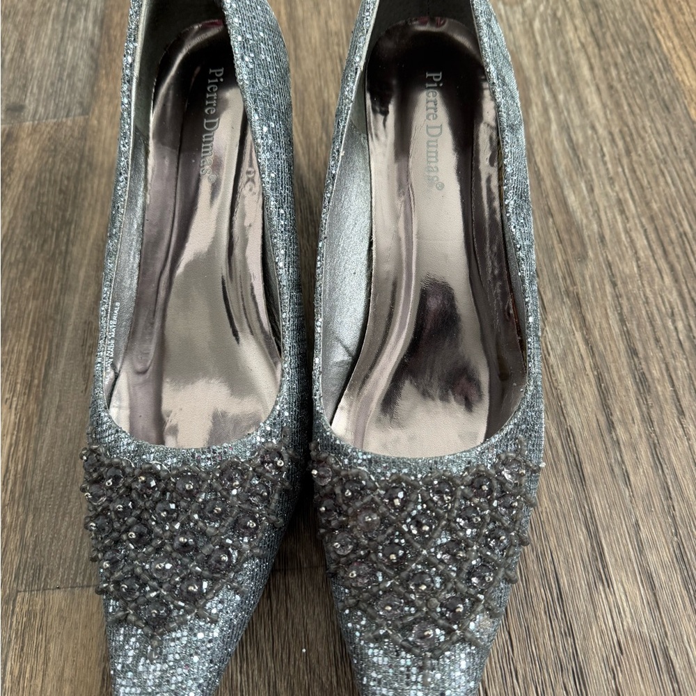 Pierre Dumas Glittering Silver Heels